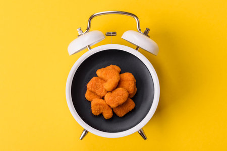 Chicken nuggets, crispy fried food with sauce. Fast food conceptの写真素材