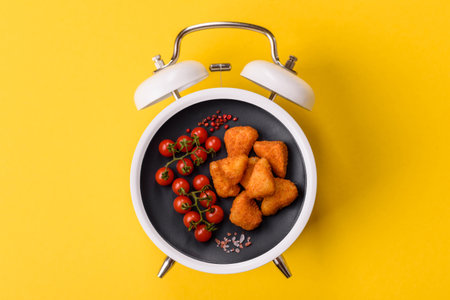 Chicken nuggets, crispy fried food with sauce. Fast food conceptの写真素材