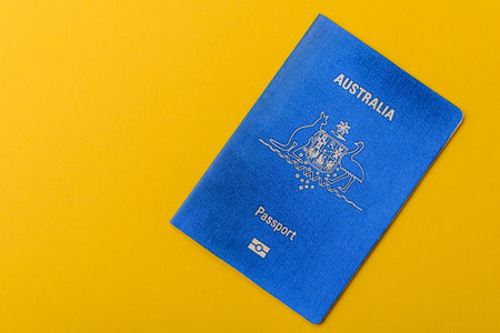 Australian passport for traveling, flying and doing business. Australia document, id for crossing the borderの写真素材