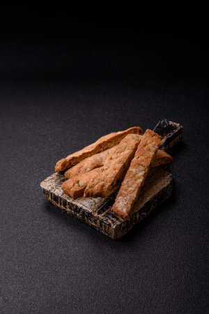 Biscotti or cantuccini biscuits, a crispy sweet Italian pastry. Biscotti dessert with almond and...