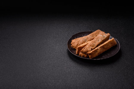 Biscotti or cantuccini biscuits, a crispy sweet Italian pastry. Biscotti dessert with almond and cranberryの写真素材