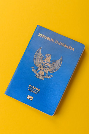 Indonesian passport for traveling, flying and doing business. Indonesia document, id for crossing the borderの写真素材