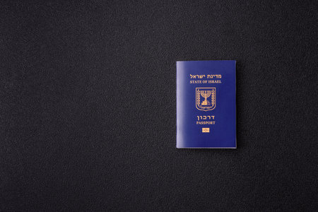 Israel passport for traveling, flying and doing business. Israeli document, id for crossing the borderの写真素材