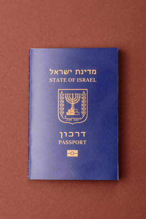 Israel passport for traveling, flying and doing business. Israeli document, id for crossing the borderの写真素材