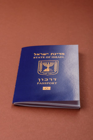 Israel passport for traveling, flying and doing business. Israeli document, id for crossing the borderの写真素材