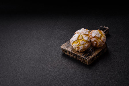 Crinkle biscuits lemon or banana, healthy vegan food.の写真素材