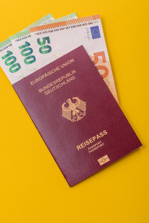 German passport, German document for travel, border crossing, for business purposesの写真素材