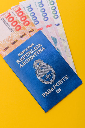 Argentina passport for traveling, flying and doing business. Argentina document, id for crossing the borderの写真素材