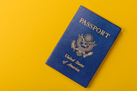 US passport for traveling, flying and doing business. USA document, id for crossing the borderの写真素材