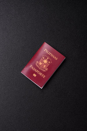 Philippines passport for traveling, flying and doing business. Philippines document, id for crossing the borderの写真素材