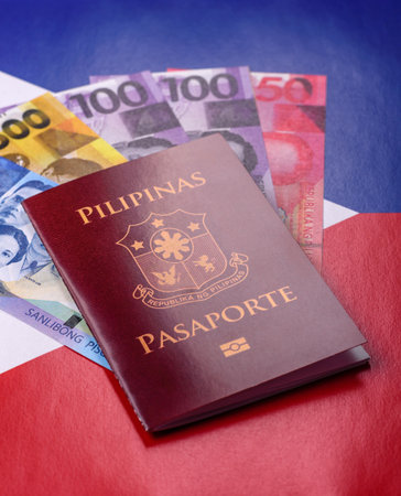 Philippines passport for traveling, flying and doing business. Philippines document, id for crossing the borderの写真素材