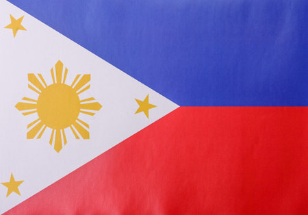 Philippines flag in red, white and blue colors as a symbol of independence. Flag of Philippines as a...
