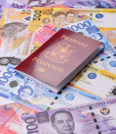 Philippines passport for traveling, flying and doing business. Philippines document, id for crossing the borderの写真素材