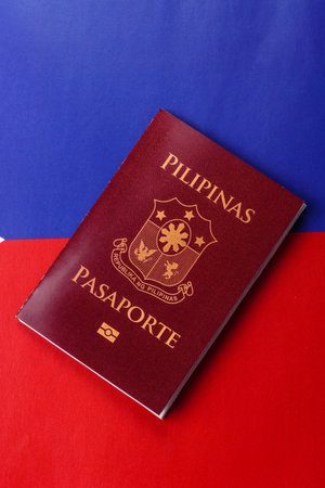 Philippines passport for traveling, flying and doing business. Philippines document, id for crossing the borderの写真素材