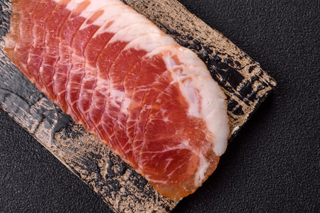 Sliced ham, meat, pork or turkey sausage for sandwiches. Ham slices, food, background for your...