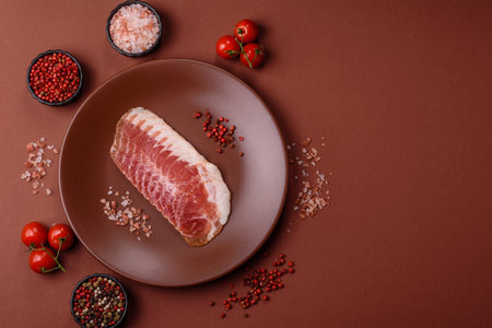 Sliced ham, meat, pork or turkey sausage for sandwiches. Ham slices, food, background for your designの写真素材