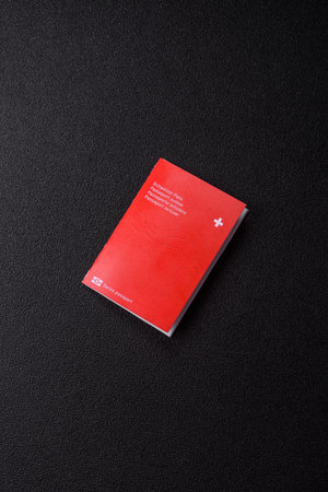 Swiss passport for traveling, flying and doing business. Switzerland document, id for crossing the borderの写真素材