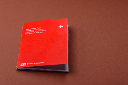 Swiss passport for traveling, flying and doing business. Switzerland document, id for crossing the borderの写真素材