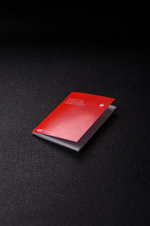 Swiss passport for traveling, flying and doing business. Switzerland document, id for crossing the borderの写真素材