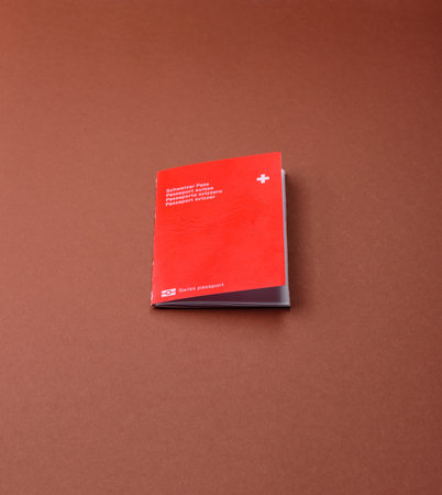 Swiss passport for traveling, flying and doing business. Switzerland document, id for crossing the borderの写真素材