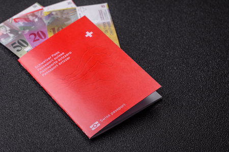 Swiss passport for traveling, flying and doing business. Switzerland document, id for crossing the...