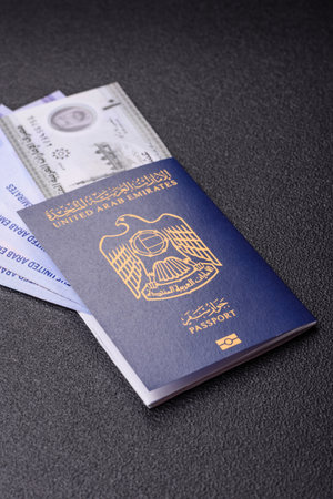 OAE passport for traveling, flying and doing business. Arabic document, id for crossing the border