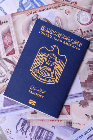 OAE passport for traveling, flying and doing business. Arabic document, id for crossing the border