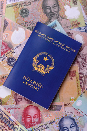Vietnam passport for traveling, flying and doing business. Vietnamese document, id for crossing the...