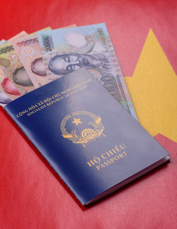Vietnam passport for traveling, flying and doing business. Vietnamese document, id for crossing the...