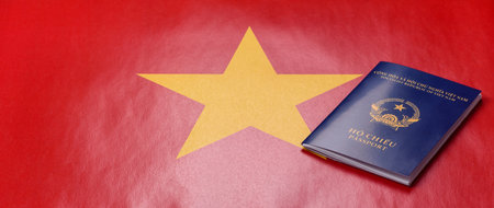 Vietnam passport for traveling, flying and doing business. Vietnamese document, id for crossing the...