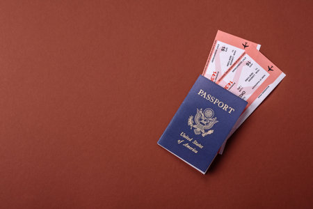 US passport for traveling, flying and doing business. USA document, id for crossing the borderの写真素材