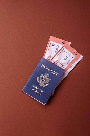 US passport for traveling, flying and doing business. USA document, id for crossing the borderの写真素材