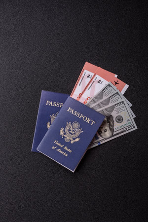 US passport for traveling, flying and doing business. USA document, id for crossing the borderの写真素材