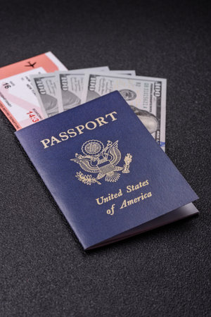 US passport for traveling, flying and doing business. USA document, id for crossing the borderの写真素材