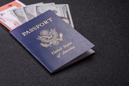 US passport for traveling, flying and doing business. USA document, id for crossing the border