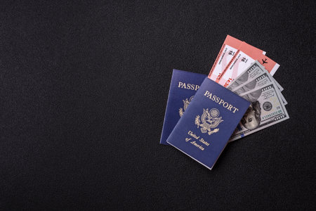 US passport for traveling, flying and doing business. USA document, id for crossing the borderの写真素材