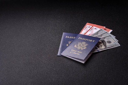US passport for traveling, flying and doing business. USA document, id for crossing the borderの写真素材