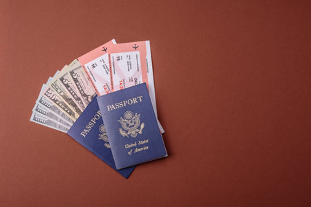 US passport for traveling, flying and doing business. USA document, id for crossing the borderの写真素材