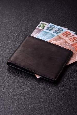 Cash paper money of Brazil, notes of different denominations as a conceptual background of...