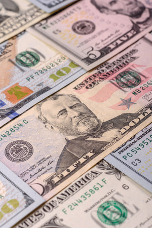 USA money, cash paper dollars, American business and financial transactions. Cash dollars in bills...