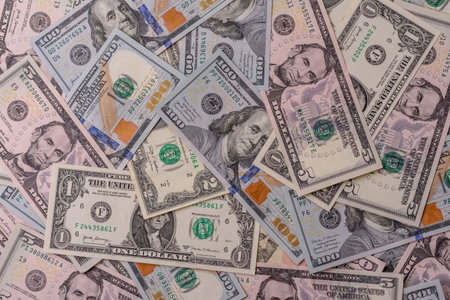 USA money, cash paper dollars, American business and financial transactions. Cash dollars in bills...