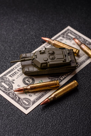 Money, cash dollars to fund weapons for war and defense against attack. Dollars for war as a...