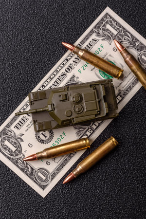 Money, cash dollars to fund weapons for war and defense against attack. Dollars for war as a...