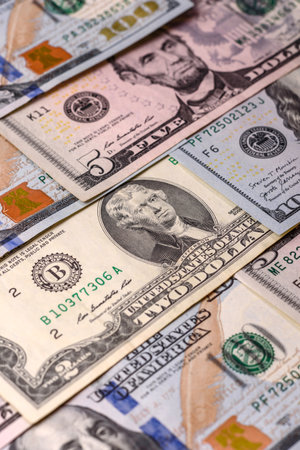 USA money, cash paper dollars, American business and financial transactions. Cash dollars in bills...