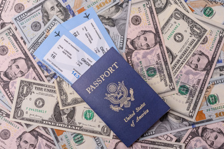 US passport for traveling, flying and doing business. USA document, id for crossing the border