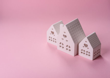 House, buying or selling real estate, concept background with money and piggy bank. Real estate, background for agency or for rentの写真素材