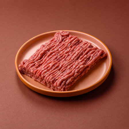 Raw ground beef meat food, ingredient for making cutlets or meatballs. Raw ground beef for your backgroundの写真素材