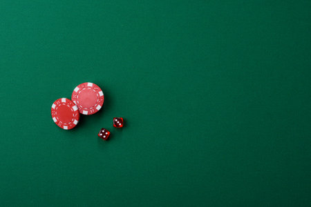 Dice game Craps in casino with chips, bets and risk. Craps game with all attributes as a background...