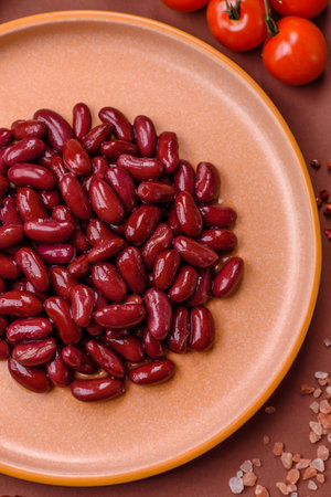 Red beans canned as an ingredient for cooking healthy or vegetarian food. Canned beans as a...