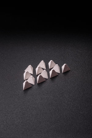 Anti-tank barrier or dragon's teeth made of concrete and iron as a fortification. Dragon's teeth as...